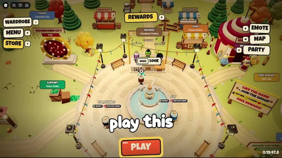 Inkhead hub with Menu, Map, Party and Peas & Perks signs
